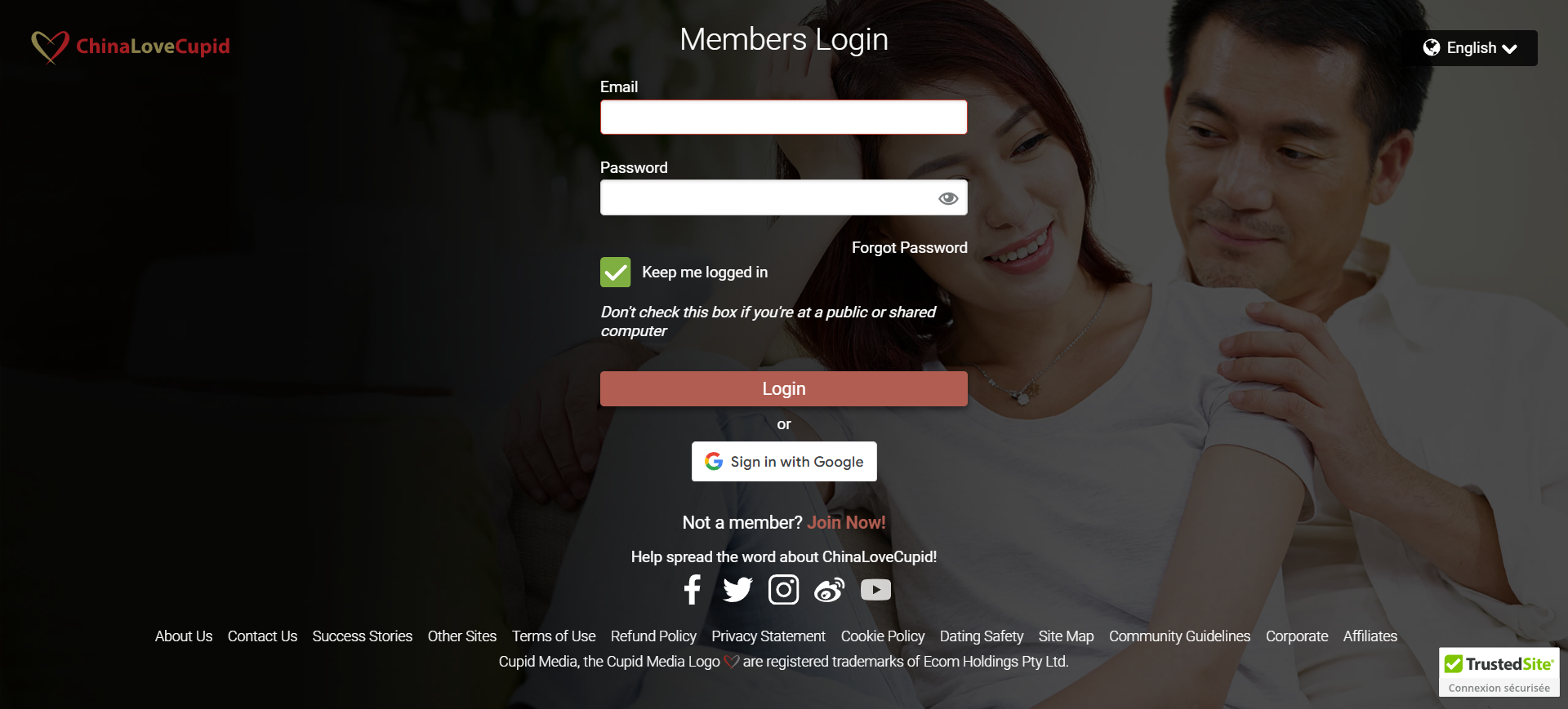 A couple reviews a dating website together, exploring potential connections on their laptop.