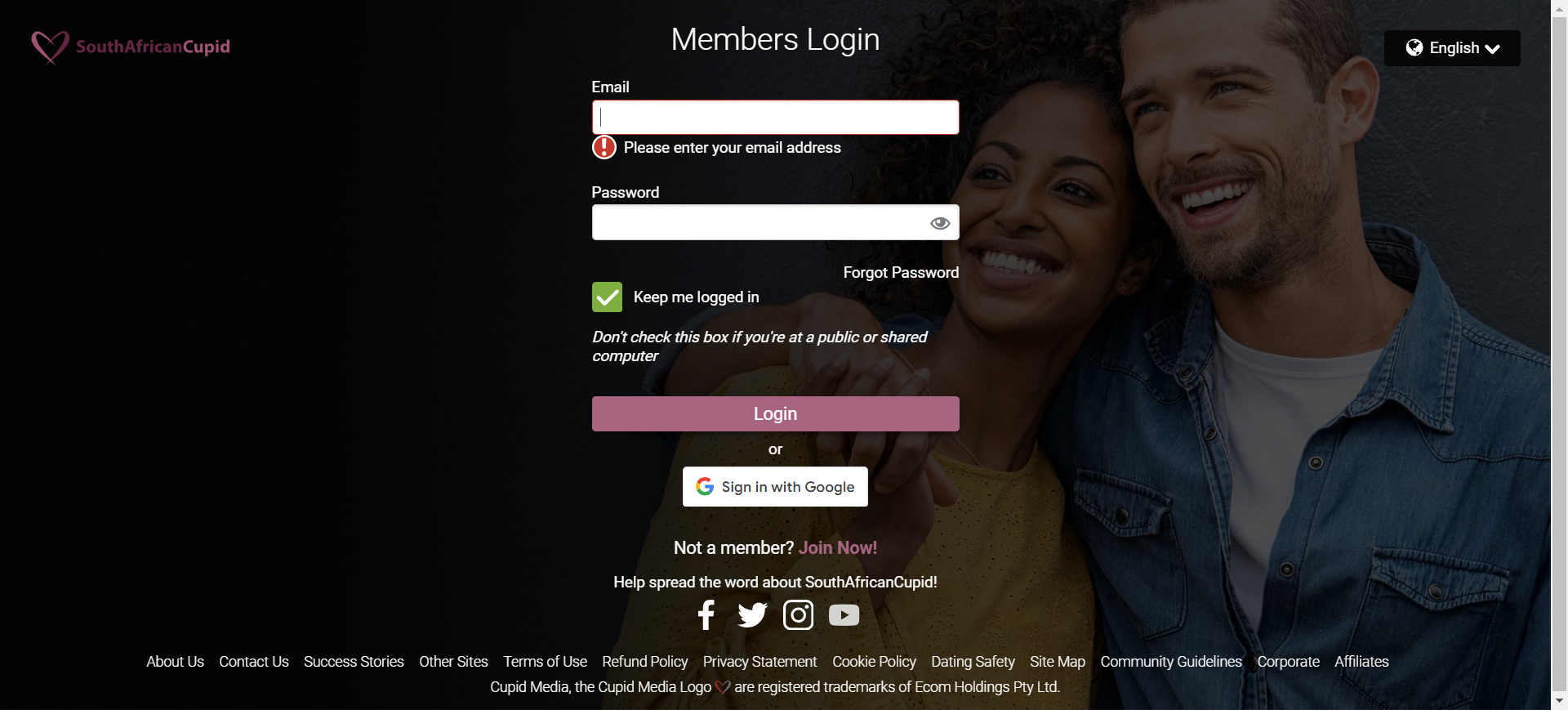 A woman smiles confidently while standing in front of a login screen, showcasing a positive user experience.